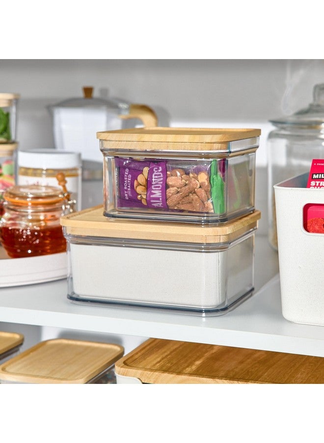 إنترديزاين صندوق تخزين رقائق البطاطس من البلاستيك المعاد تدويره من آي ديزاين مع غطاء، مجموعة روزانا بانسينو - 8.51 بوصة طول × 8.51 بوصة عرض × 4.13 بوصة ارتفاع، صندوق شفاف مع غطاء من الخشب الطبيعي - Image 5