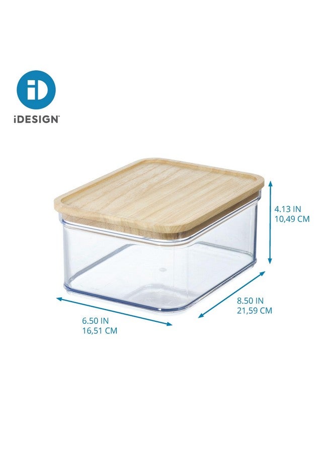 إنترديزاين صندوق تخزين رقائق البطاطس من البلاستيك المعاد تدويره من آي ديزاين مع غطاء، مجموعة روزانا بانسينو - 8.51 بوصة طول × 8.51 بوصة عرض × 4.13 بوصة ارتفاع، صندوق شفاف مع غطاء من الخشب الطبيعي - Image 4