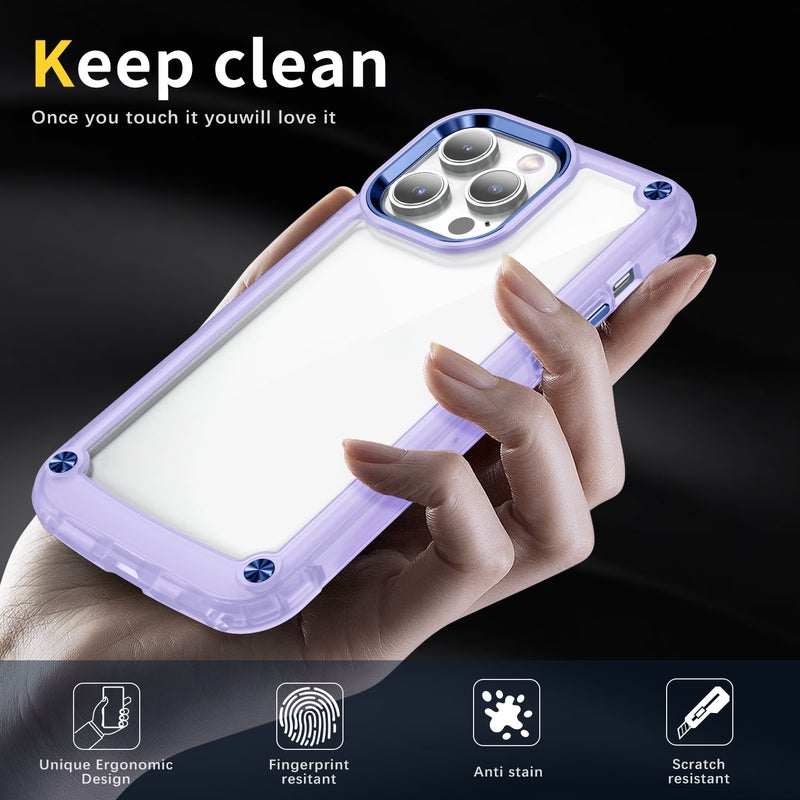 HuHa Protective Cover For iPhone 14 Pro Max Skin Feel TPU + PC Phone Case(Transparent Purple) - Image 5