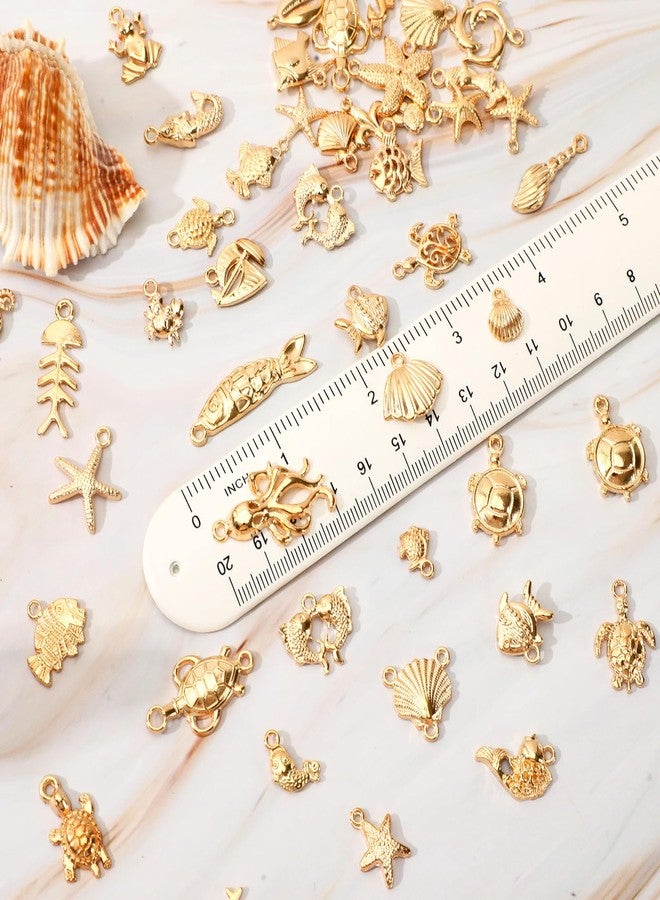 MARFOREVER 120PCS Summer Beach Charms, Assorted KC Gold Sea Ocean Beach Charm Pendants for DIY Bracelet Necklace Earrings Making Crafting - Image 4