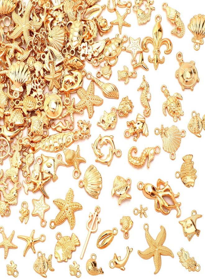 MARFOREVER 120PCS Summer Beach Charms, Assorted KC Gold Sea Ocean Beach Charm Pendants for DIY Bracelet Necklace Earrings Making Crafting - Image 1