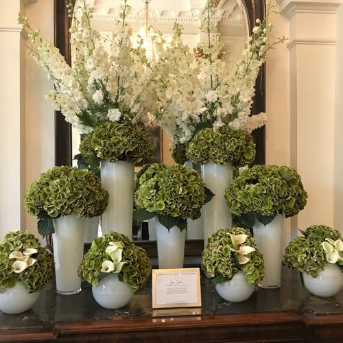 Coferset Olive Green Hydrangea Artificial Flowers Outdoors 3pcs Lifelike Faux Hydrangea Real Touch Fake Flowers for Home Wedding Christmas Office Party Living Room Decoration,22inch - Image 5