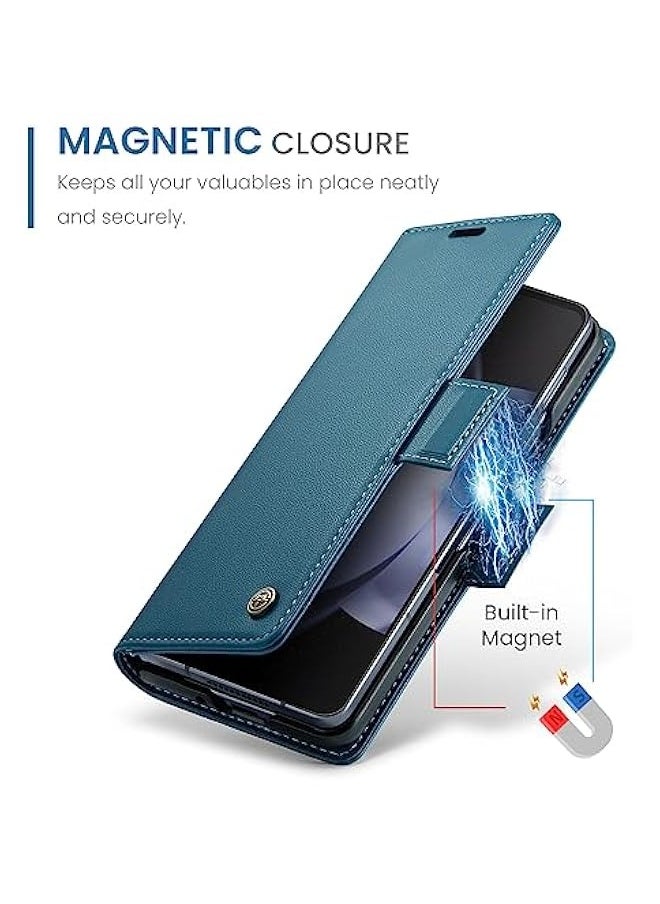 Leather protective cover for Samsung Galaxy Z Fold 5 5G blue  - Image 4