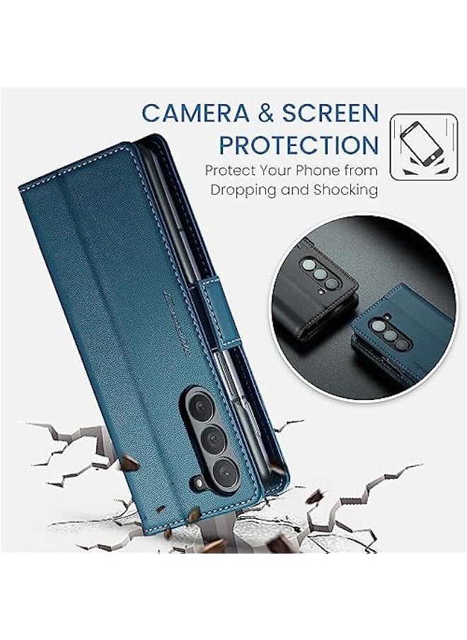 Leather protective cover for Samsung Galaxy Z Fold 5 5G blue  - Image 5