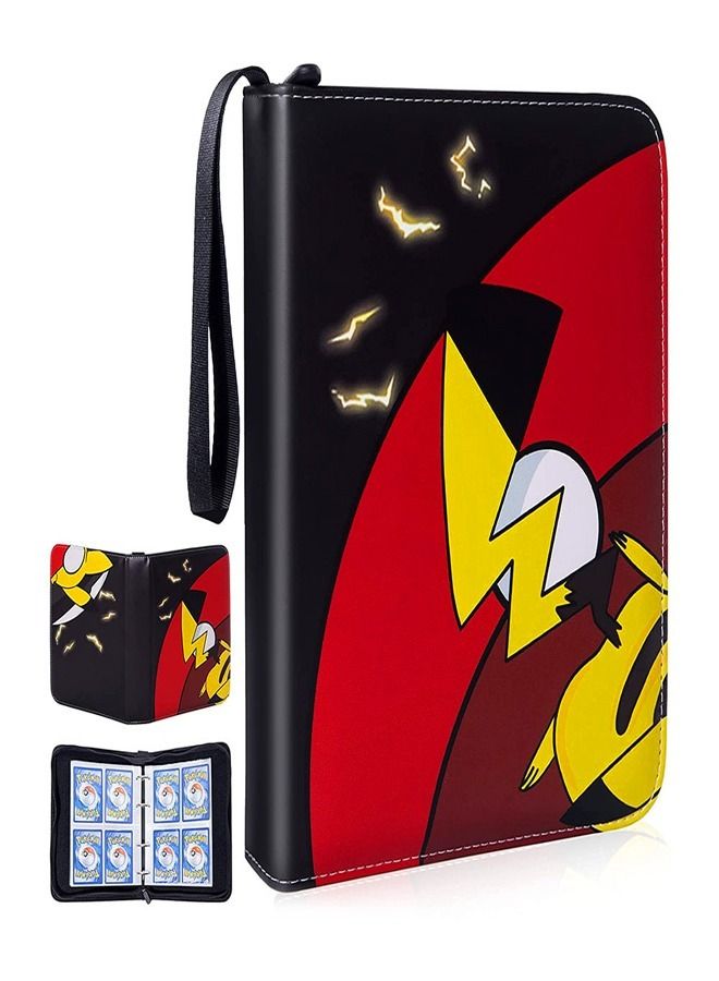 Pokemon Card Binder Holder Manned Pokemon Card Carrying Case Portable Trading Card Holder Favourites Album Holder Holds 400 Cards Including 50 Removable Sheets and 4 Pockets - Image 1