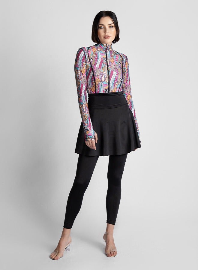 منيرفا سيكرت كاندي - بوركيني حصري فاخر مع بلوزة أنيقة وسروال ضيق عالي الخصر وتنورة شاطئ أنيقة - Image 1