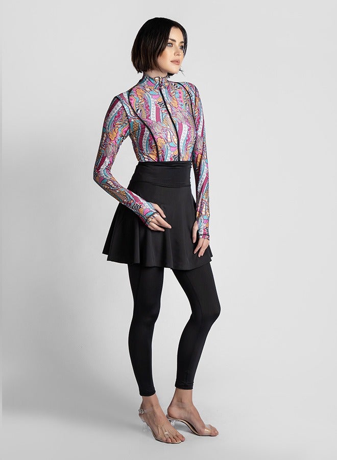 منيرفا سيكرت كاندي - بوركيني حصري فاخر مع بلوزة أنيقة وسروال ضيق عالي الخصر وتنورة شاطئ أنيقة - Image 3