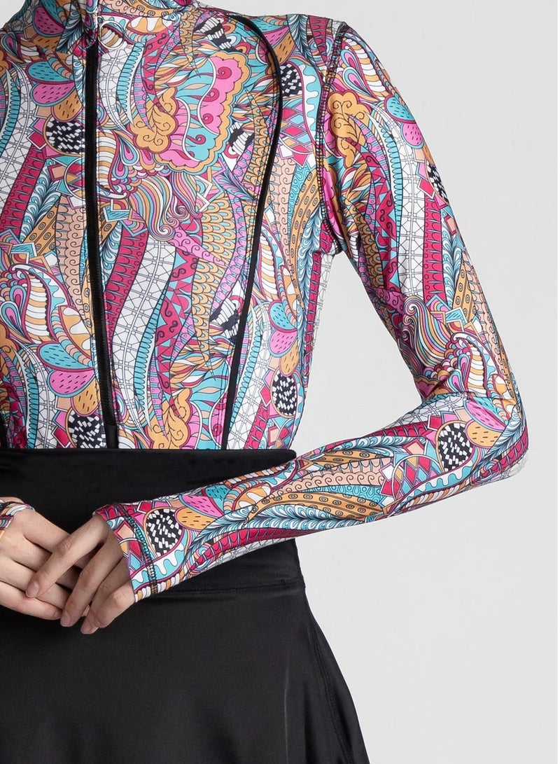 منيرفا سيكرت كاندي - بوركيني حصري فاخر مع بلوزة أنيقة وسروال ضيق عالي الخصر وتنورة شاطئ أنيقة - Image 2