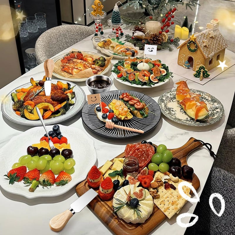 Mlurcu Charcuterie Boards Accessories Charcuterie Utensils Cheese Butter Spreader Knife Set Small Serving Tongs Forks and Spoons Dipping Bowls Honey Dippers Toothpick Flags for Party Platter Appetizers - Image 5