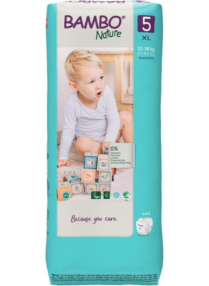 BAMBO NATURE Bambo Nature Eco-Friendly Diaper Size 5, 12-18kg,(44 diapers) Tall Pack 