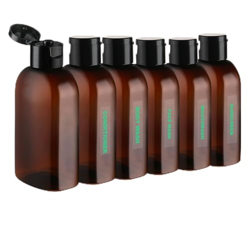 Cosywell Travel Bottles for Toiletries 6pcs 34oz TSA Approved Travel Shampoo Bottles Leak Proof Empty Lotion Containers with Flip Cap Small Plastic Squeeze BottleBrown - Image 1