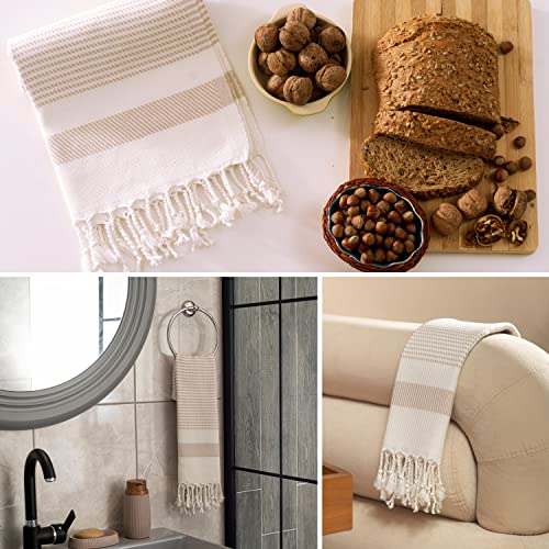 Ruvy Home Basics Turkish Hand Towels for Bathroom Set of 4 | 18"x40", Cotton | Decorative Towel for Bathroom, Kitchen, Dishcloth, Tea, Yoga, Face, Gym - Beige - Image 5