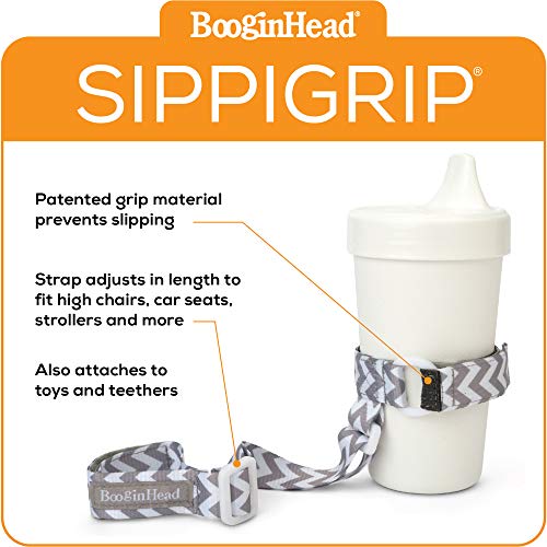 BooginHead Baby Toddler SippiGrip Sippy Cup Holder Strap, Chevron Gray - Image 2