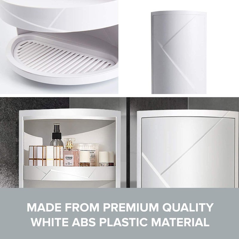 Olpad 360 Rotating Corner Bathroom Kitchen Shelf Wall Mounted Adhesive Waterproof Shower Caddy Storage Shelf with Cover for Shampoo Toiletries Seasoning Big - Image 2