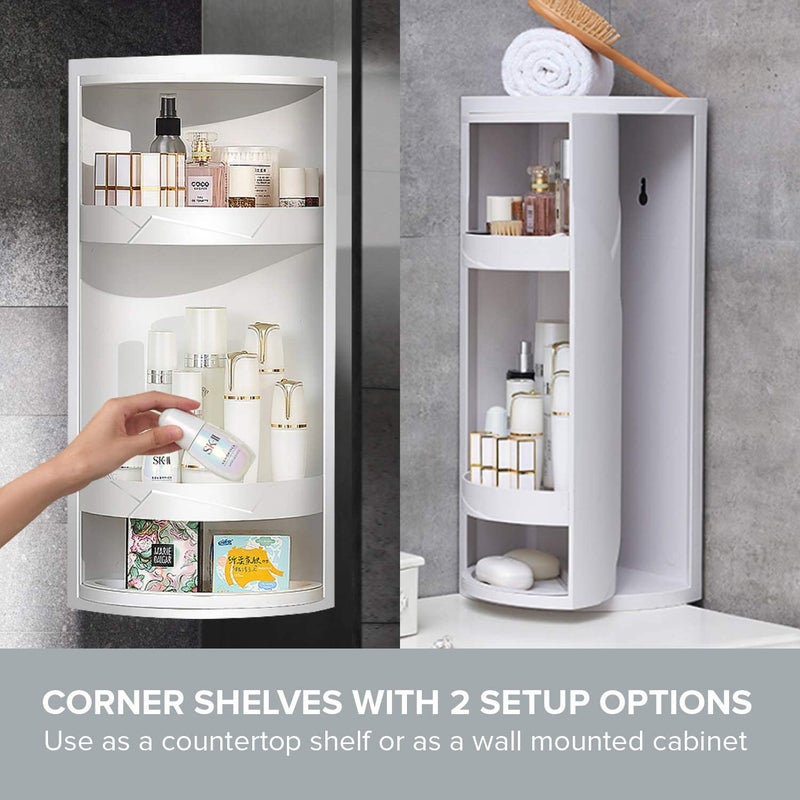 Olpad 360 Rotating Corner Bathroom Kitchen Shelf Wall Mounted Adhesive Waterproof Shower Caddy Storage Shelf with Cover for Shampoo Toiletries Seasoning Big - Image 5