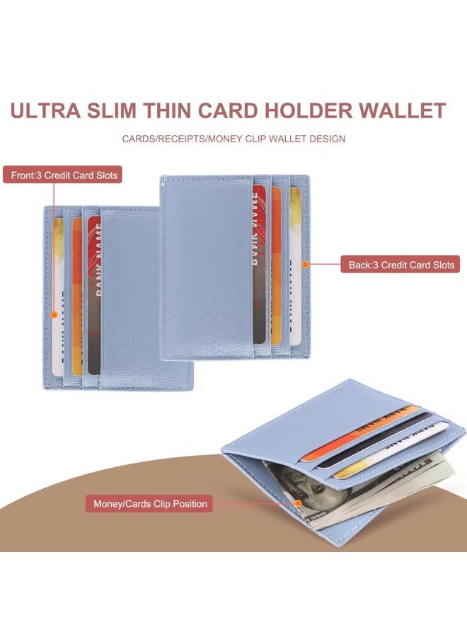 yiijay Credit Card Holder Slim Wallet RFID Credit Card Case Thin Front Pocket Wallet Money Card Clip Small Wallets for Women Men, Blue, Money Clip Card Holder Wallet - Image 2
