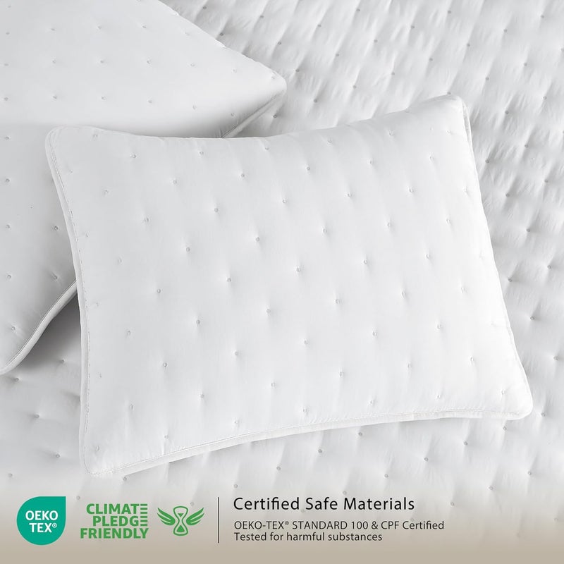 WDCOZY White Cloud California Cal King Size Quilt Bedding Sets with Pillow Shams, Oversized Puffy Cozy Lightweight Bedspread Coverlet, Soft Cute Bed Cover for All Season - 3 Pieces - Image 4