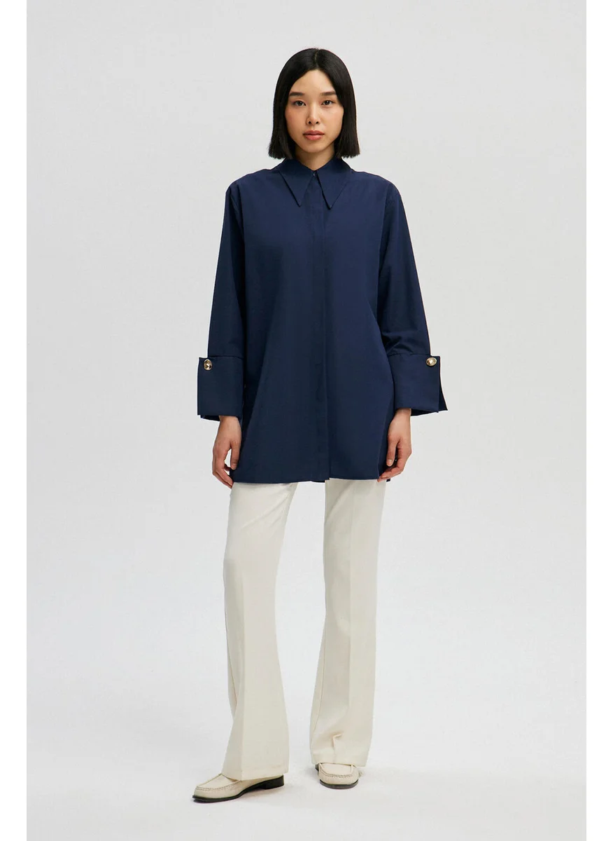 تاتشي Prive Wide Cuff Poplin Shirt