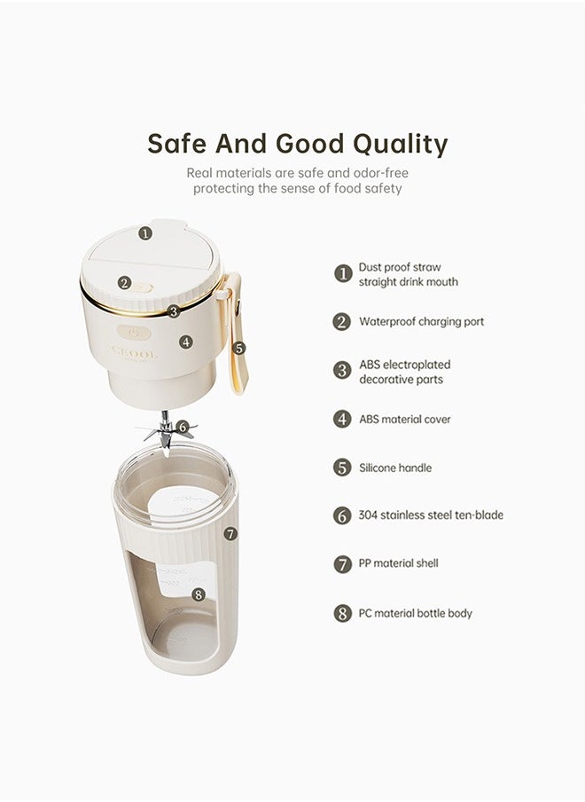 Ceool - Portable Blender, Personal Blender for Shakes and Smoothies, Mini Blender Bottle USB Rechargeable, Portable Juicer Cup with 10 Blades and Removable Straw for Kitchen, Gym, Office - Image 1
