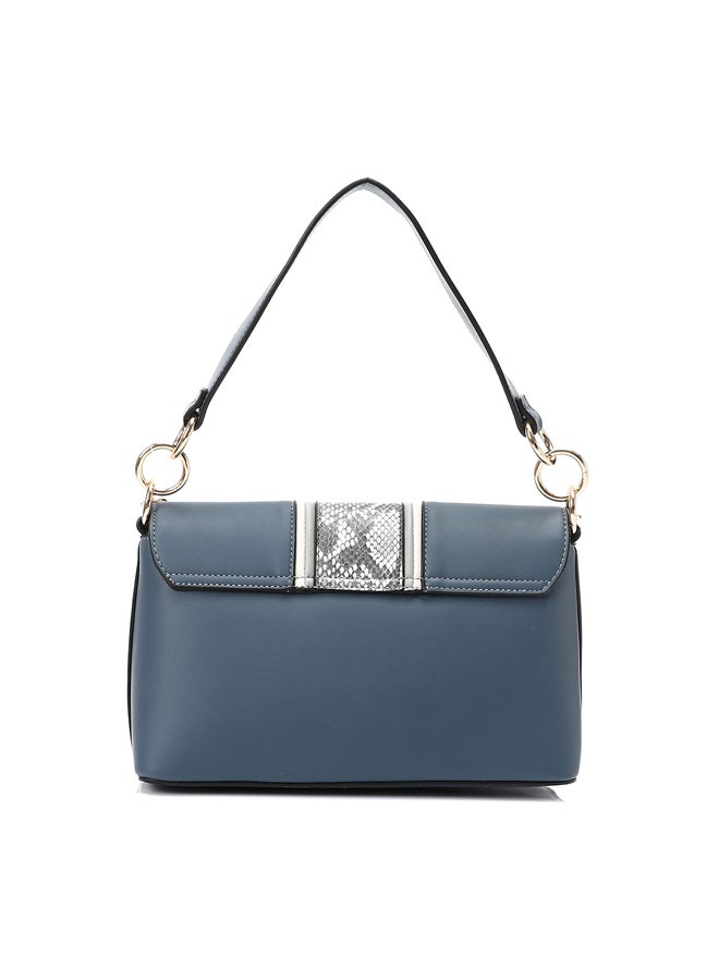 DejaVu Decorative Chain Reptile Shoulder Bag - Steel Blue & Grey - Image 2