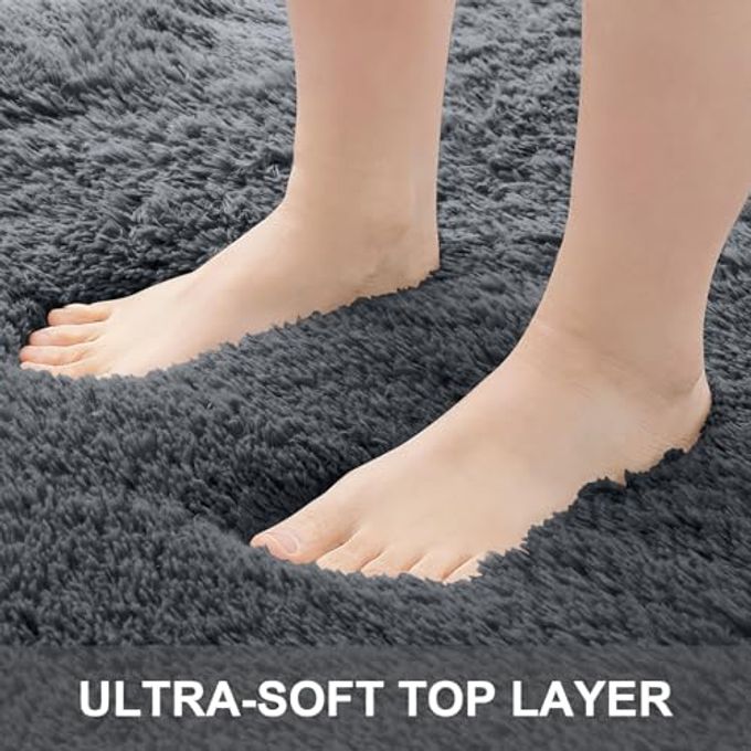 OLANLY 2x6 Machine Washable Runner Rugs for Hallway, Soft Fluffy Shaggy Bedside Rugs for Bedroom, Living Room, Indoor Floor Carpet for Kids Girls and Boys, Nursery Rooms, Home Decor Aesthetic, Grey - Image 3