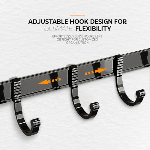 MIORAH 24 Inch Foldable Aluminum Towel Rack for Bathroom – Wall Mounted Double - Tier Towel Holder with Rod & Hooks | Rustproof Black - Image 5