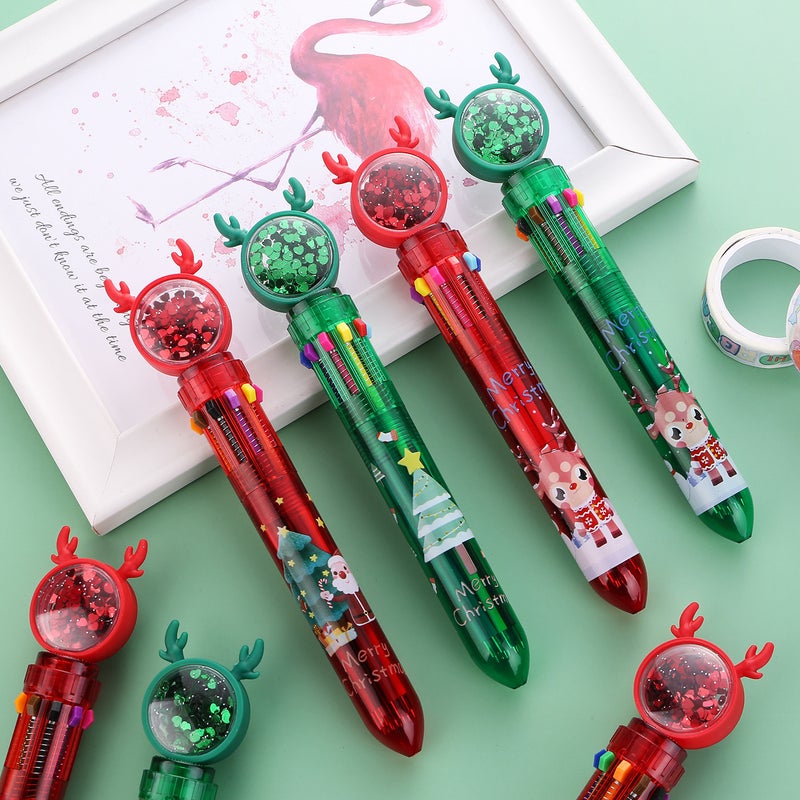Generic Christmas 10-Color Ballpoint Pen Cartoon Sequins Bullet 0.7