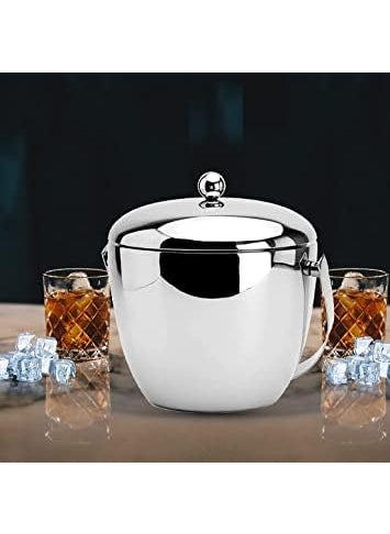 FINALITY finality Stainless Steel Double Wall Insulated Ice Bucket with Ice Tong 3060 Peg Measurer Pourer Apple Shaped Premium Ice Bucket Against Rust Food Safe Material  - Image 4