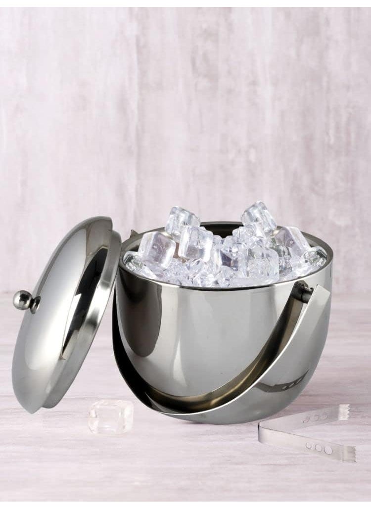 FINALITY finality Stainless Steel Double Wall Insulated Ice Bucket with Ice Tong 3060 Peg Measurer Pourer Apple Shaped Premium Ice Bucket Against Rust Food Safe Material  - Image 5