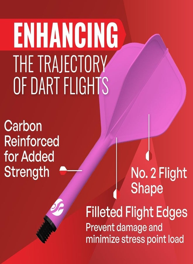 Shot! Darts Flight Deck One Piece Dart Flight and Shaft System, Reduced Deflections, Standard Shaped Flight (350 Micron) Available in Set of 3 (Pink, Short) - Image 2