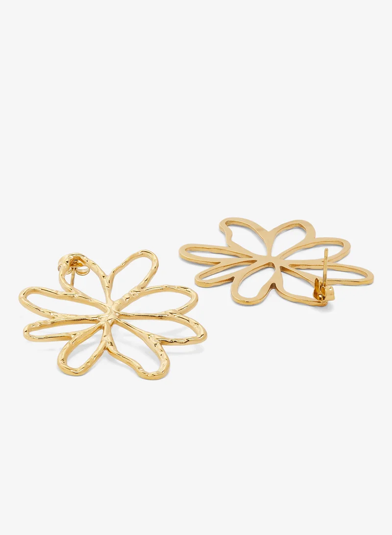 ELLA Foral Shape Gold Statement Earrings