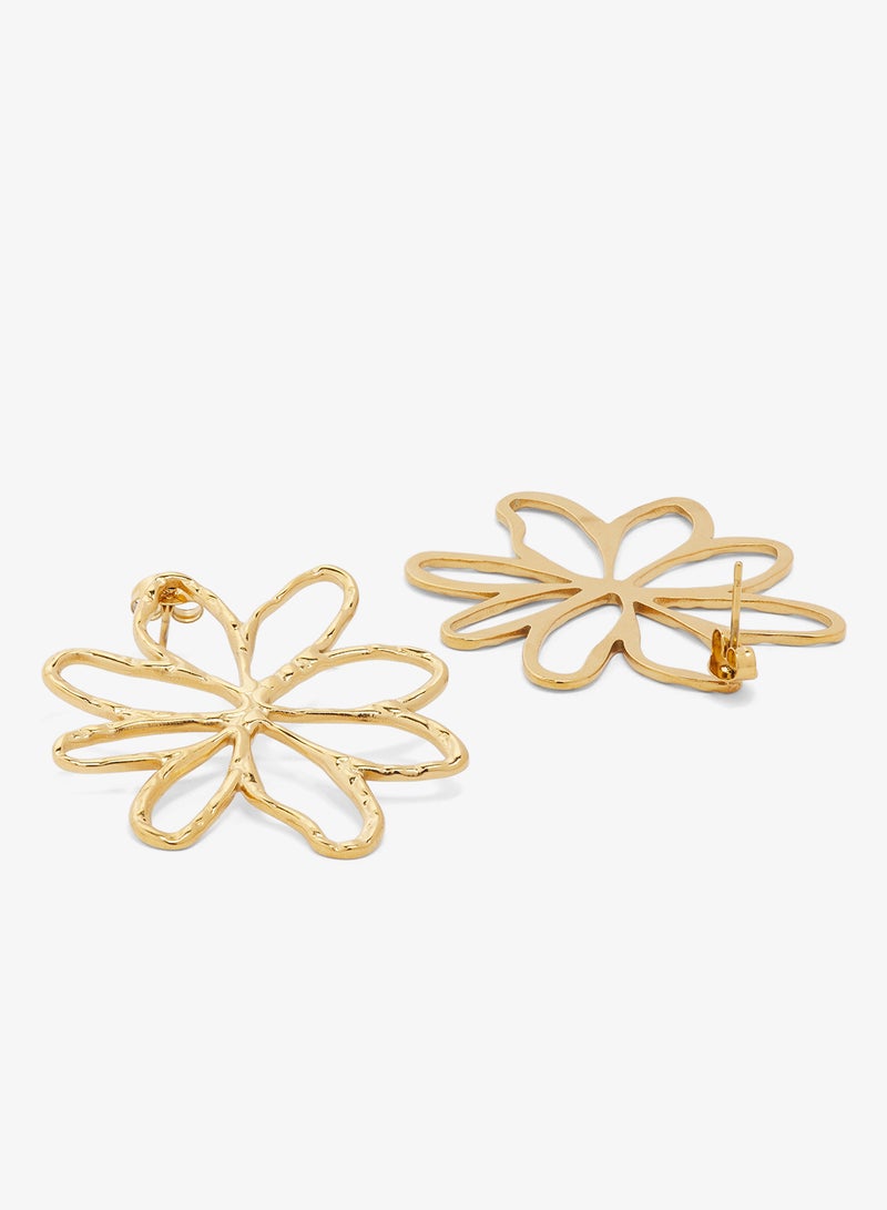 ايلا أقراط ذهبية بتصميم زهور كبيرة - Image 2