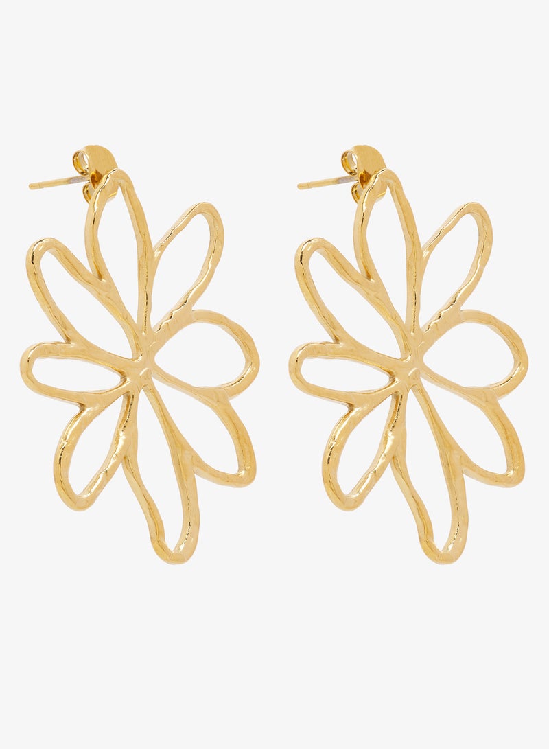 ايلا أقراط ذهبية بتصميم زهور كبيرة - Image 1