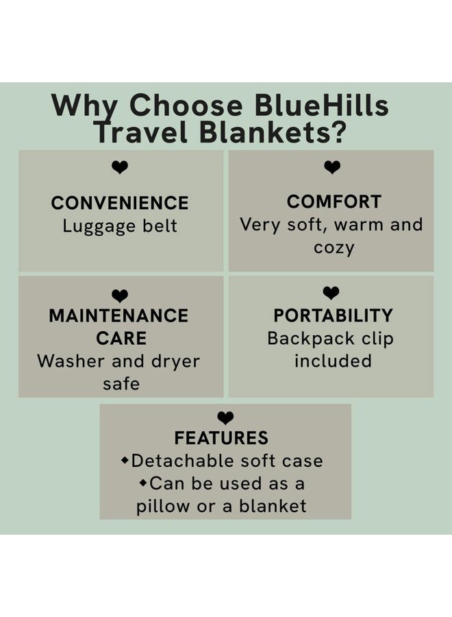 BlueHills 2-Pack Mini Premium Soft Plush Travel Blanket Pillow Airplane Essentials for Two in bag Flight Traveling Warm Portable Plane Blankets Compact Cozy Traveler Backpack Blankets Warm Beige - M26  - Image 5