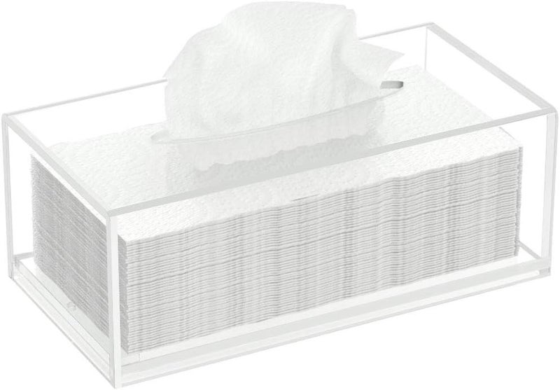 FEMELI Acrylic Tissue Box,Clear Facial Tissue Holder Case Dispenser Napkin Organizer for Bathroom Kitchen Bedroom Office - Image 1