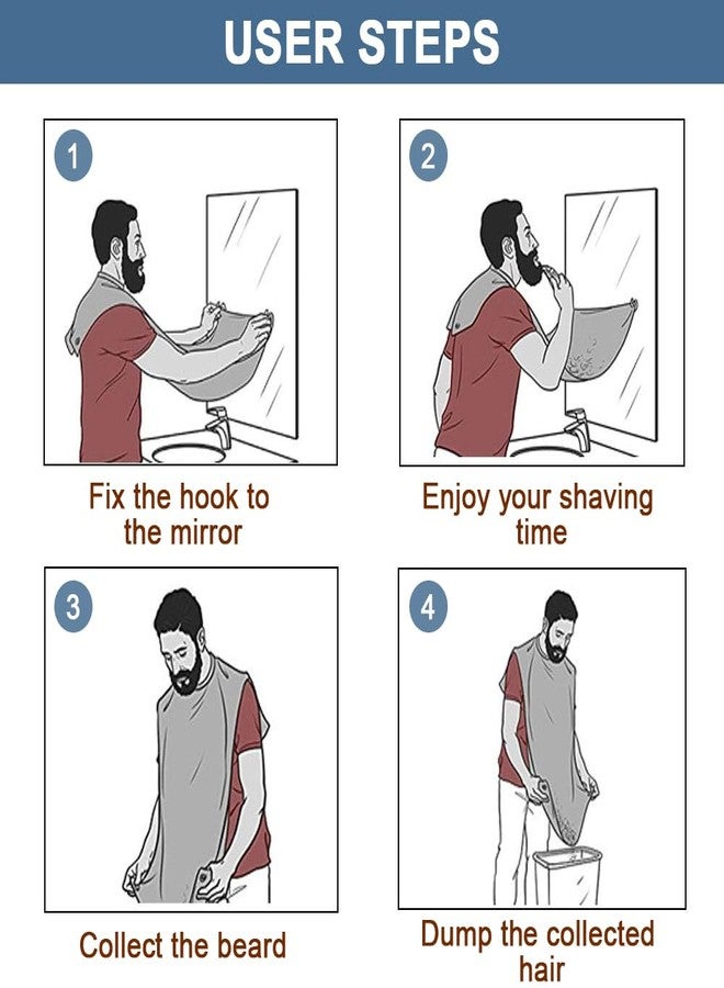 Fun Gift Beard Bib,Beard Apron,Beard Catcher for Men Shaving and Trimming,Non-Stick Beard Cape Grooming Cloth, with 3 Suction Cups, Valentines Day Gifts for Him Men（black） - Image 2