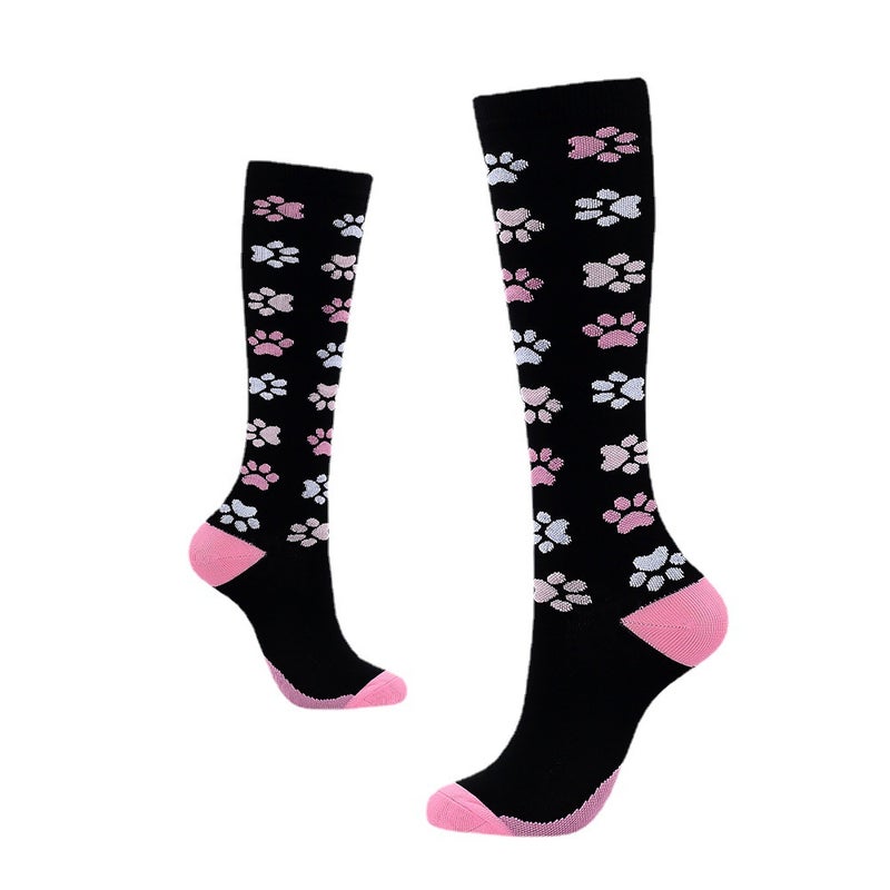 Outdoor Sports Cycling Compression Socks Unisex Multi-Color Running Elastic Calf Support Socks Halloween Pressure Socks - Green Small Bone - Image 5