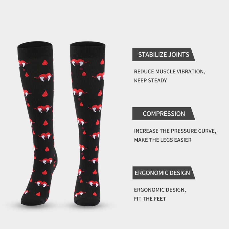 Outdoor Sports Cycling Compression Socks Unisex Multi-Color Running Elastic Calf Support Socks Halloween Pressure Socks - Green Small Bone - Image 2