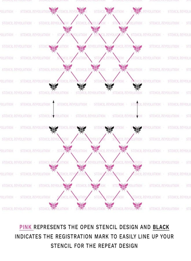 Stencil Revolution French Bee Trellis Stencil - DIY Wallpaper Alternative - Easily Brighten Up Your Home with This Reusable Wall Pattern Stencil - Image 4
