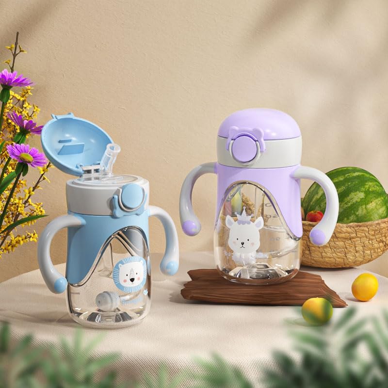 Bunnytoo Weighted Straw Sippy Cup for 6-12 Months, 8oz Toddler Cup with Handles, Spill Proof & BPA-Free, Easy-to-Clean Baby Straw Cup for 1+ Year Old, Transition Cup for Infant Drinking (Blue) - Image 2