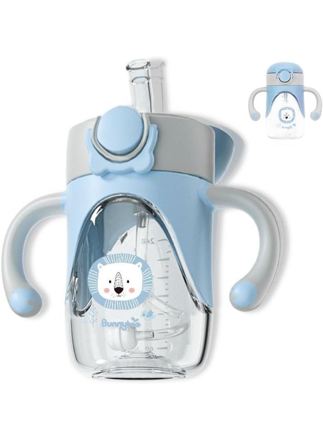 Bunnytoo Weighted Straw Sippy Cup for 6-12 Months, 8oz Toddler Cup with Handles, Spill Proof & BPA-Free, Easy-to-Clean Baby Straw Cup for 1+ Year Old, Transition Cup for Infant Drinking (Blue) - Image 3