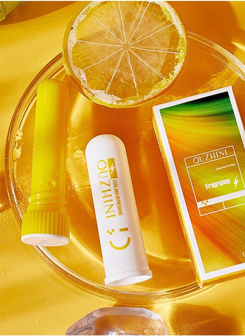 OUZHINI Lemon Fragrance Essential Oil Stick Cool Refreshing Natural Breathe Vapor Stick to Enhance Breathing Boost Focus and Provide Fresh Cooling Sensation for Driving Working Studying  - Image 2