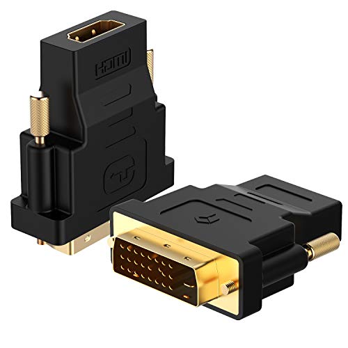 Rankie DVI to HDMI Adapter, 2-Pack Gold-Plated 1080P Male to Female Converter (Black) - Image 1