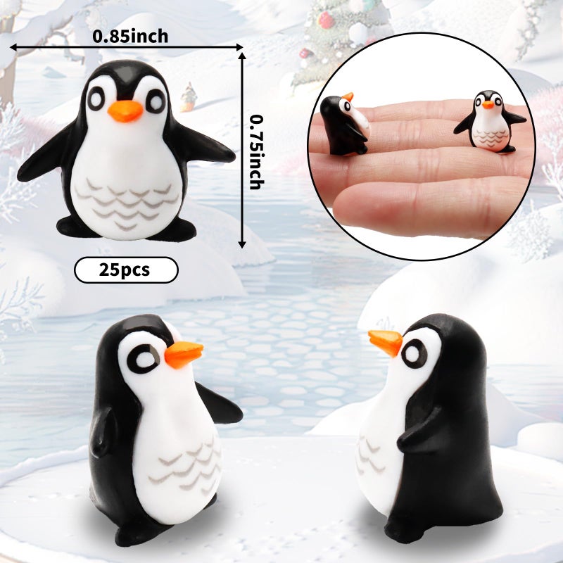Bbiamsleep 25 Pcs Miniature Penguin Figurines Mini Penguin Figurines Resin Penguin Mini Penguin for Fairy Garden Micro Landscape Winter Christmas Decor - Image 2