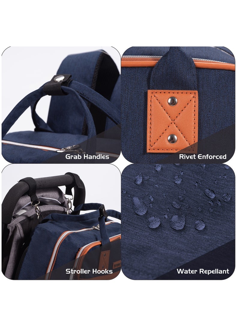 Little Story 2 In 1 Diaper Bag With Sanitizer Bottle Keychain And Stroller Hooks - Blue  - Image 5