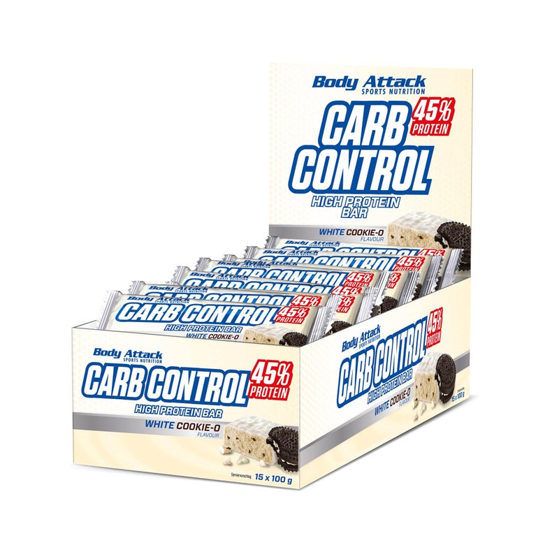 Body Attack Carb Control High Protein Bar - White Cookie-O 15 x 100g