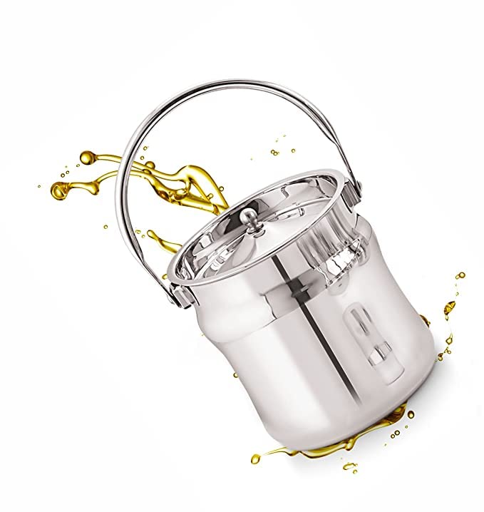 Priya Stainless Steel Jetstar Milk Can/Barni/Pot/Oil Can (With Lid) - 2 Liter Capacity, 5.9 Inches Diameter, Silver - Image 4
