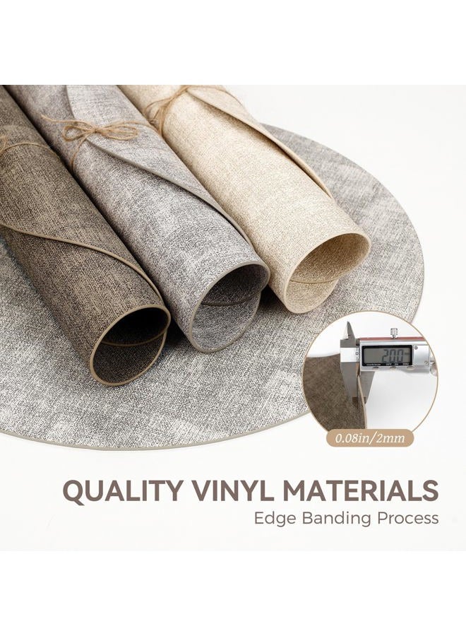 NCUE 13" Round Placemats Set of 4, Reversible Faux Leather Heat Resistant Table Mats, Waterproof Oilproof Wipeable Table Protective Placemats for Vinyl, Washable for Indoor & Outdoor Use (4, Dark Coffee) - Image 5