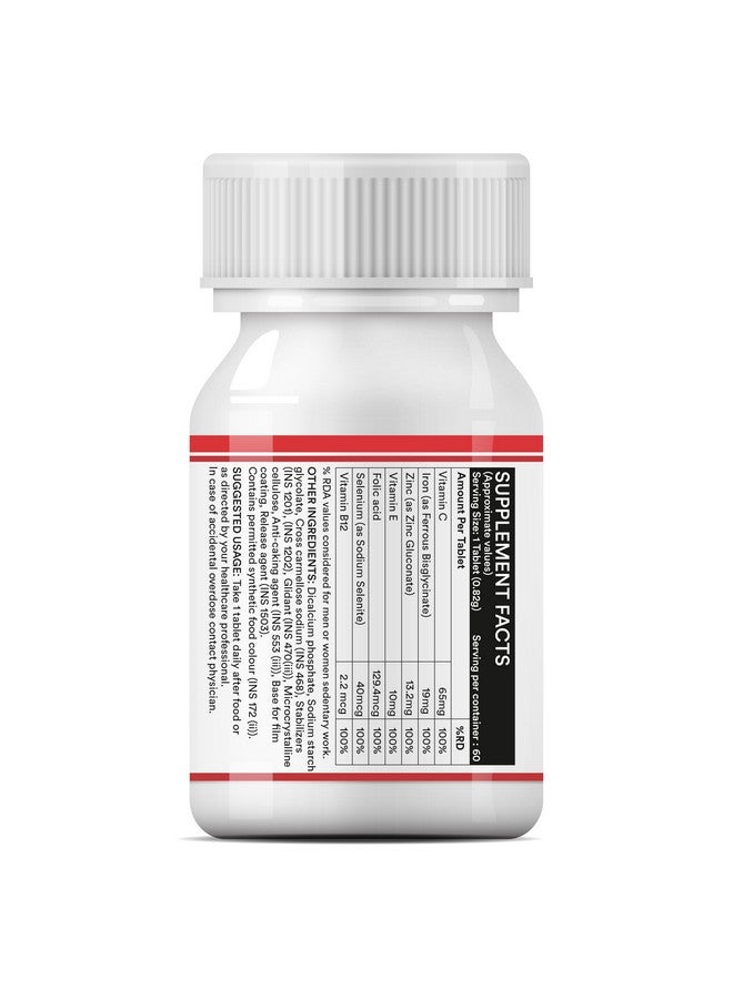 Inlife مكمل الحديد المخلب وحمض الفوليك مع فيتامين C و E و B12 والزنك والسيلينيوم للرجال والنساء - 60 قرص (عبوة من 1) - Image 5