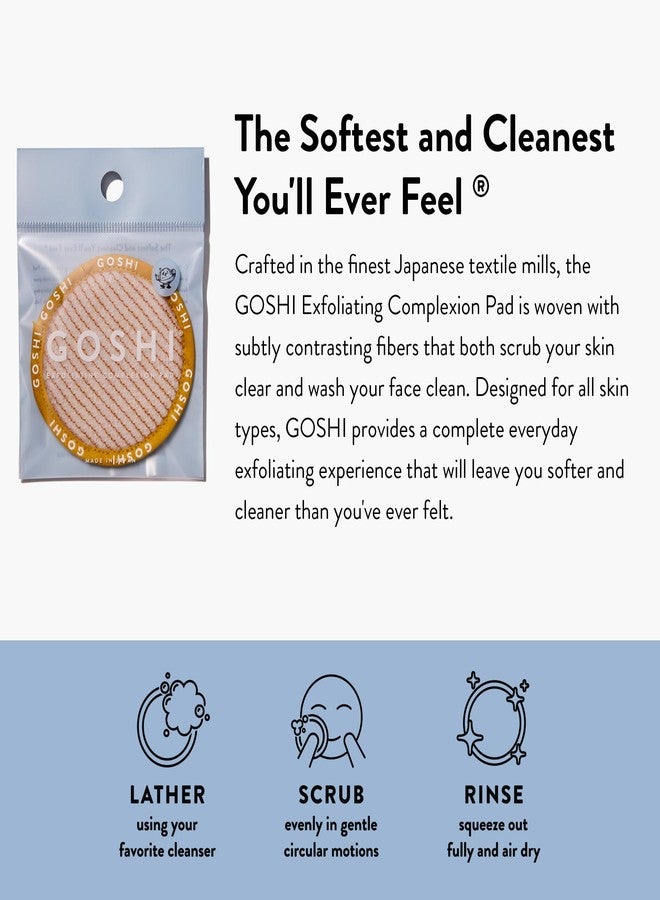 GOSHI Exfoliating Complexion Pads - Reusable, Rapid-Drying, Soft Exfoliating Face Scrubber for All Skin Types - Yellow - Made in Japan - Image 2